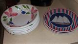 5 Maxam hand painted micro/dw safe bowls made in Italy AND
4 Curzon sailboat 9" plates