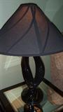 Contemporary black lamp and unique shade
30" tall