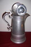 Wilton-Columba Armetale Pitcher and serving utensils