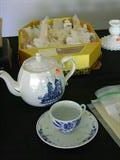 Tea Pot and Gold Plated Flatware