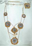 Gold Micro Mosaic Mourning Locket Necklace & Brooch