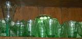 Green Depression Glass Cream & Sugars