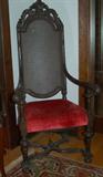 Ornate Walnut Carved Cane Back Chair
