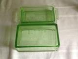 Depression green glass Butter dish with lid (rare)