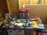 Misc tools on table in shed