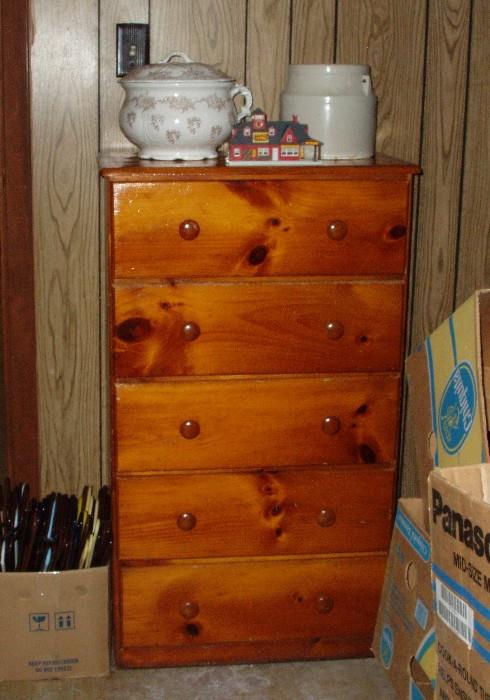 pine chest of drawers. chamber pot and more
