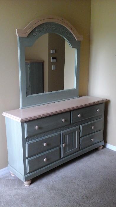 Painted dresser and mirror