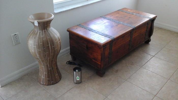 Large Accent vase and antique trunk