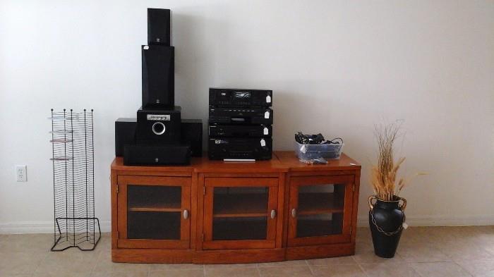 Media cabinet, Yamaha Sound system, and electronics