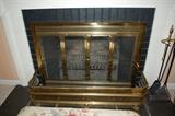  brass fireplace fender and tools