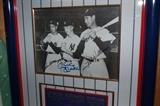 Framed Mickey Mantle, Joe DiMaggio and Ted Williams signed photo. Gallery of History Letter of Authenticity and Receipt goes with this item.