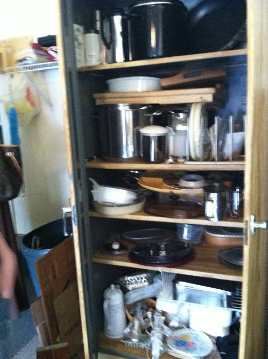 Cabinet full of kitchenware.