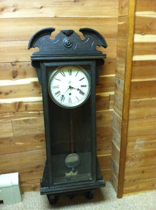 Westbury Clock Company grandmother clock with winding key.
