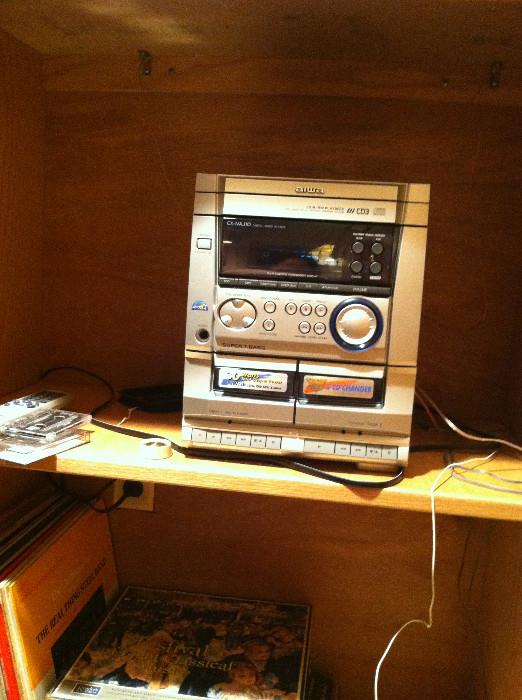 Vintage dual cassette/CD player. Tested, works.