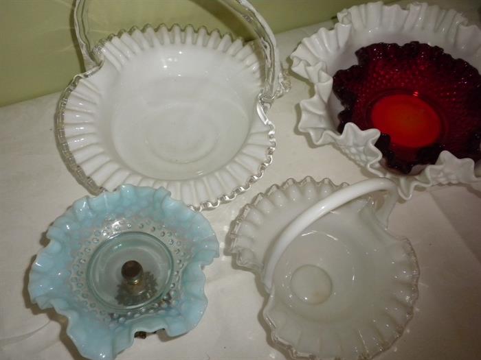 MORE FENTON GLASS, BASKETS AND BOWLS