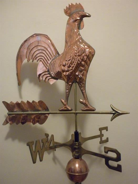 COPPER AND BRASS ROOSTER WEATHERVANE