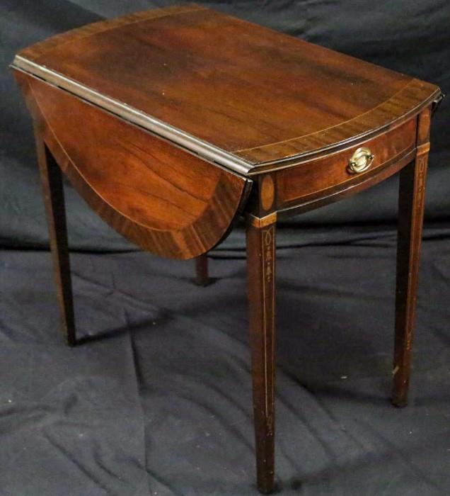 drop leaf table with drawer and inlay