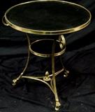 round end table on casters brass