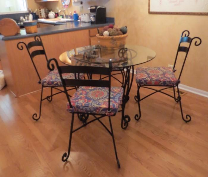 glass topped cast iron table