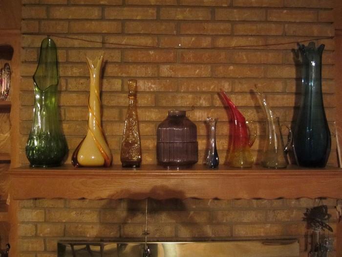 Art Glass, Hoosier Canister and Floor Vases