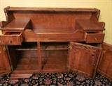 Solid Rock Maple, high quality, server/bar with upper shelf, 2 drawers, 3 bottom doors with shelves behind and  brass hardware, by Temple-Stuart.  