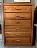 High quality, solid oak 6-drawer chest by Stanley Furniture.  Has custom made glass top.