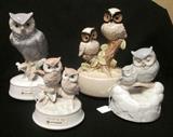 Otigari porcelain music box owls.