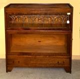 2 Stack Bookcase with Leaded Glass Top