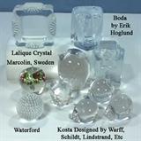 Lalique, Erik Hoglund Boda, Warff, Schildt & Lindstram Kosta, Waterford, Marcolin