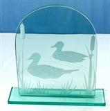 Etched Duck Glass Desk Scren