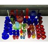 Collectible Glass - Ruby and Cobalt Georgian, Hand Painted Black Amethyst, Consolidated Glass Dragonfly vase, Etc