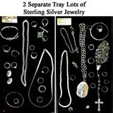 2 separate tray lots of sterling silver jewerly