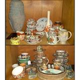 Lopt of Asian Porcelains and Ceramic Budda Head, Satsuma, Geisha