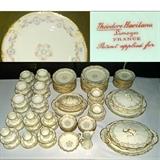 Luncheon Service for 12 with extras of Theodore Haviland Limoges France Patent Applied For  Fine China with Pin Blossom and Garland Pattern