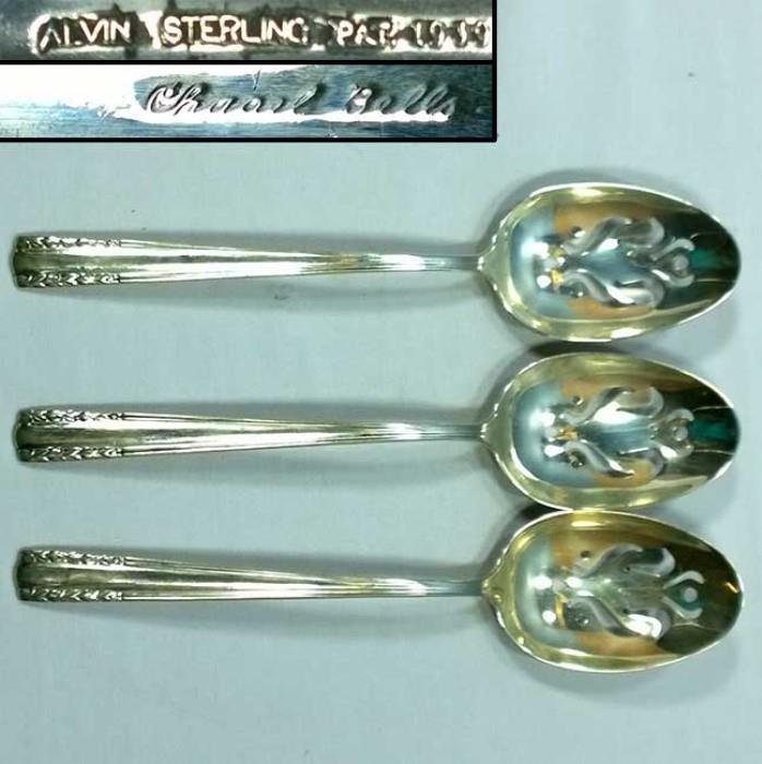 Alvin Chapel Bells Sterling Silver Slotted Spoons