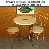 Breyer's Ice Cream Porcelain Top Table and 2 heart back chairs