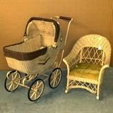 Wicker Baby Carriage and Rocker