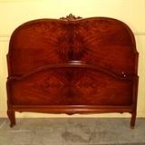 Walnut Burl Matched Veneer Fullsize Bed with Carved Crest