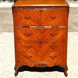 Satinwood Diagonal matched Veneer Dresser with Acanthus Scroll Feet, Floral Applied Drop Accents