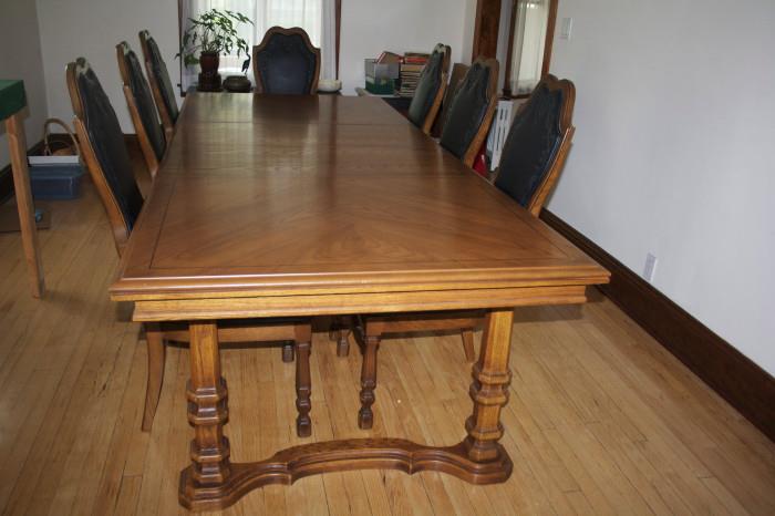 Dining Table #2 with leaves + 2 Arm Chairs & 6 Side Chairs