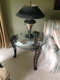Thomasville iron and glass side tables