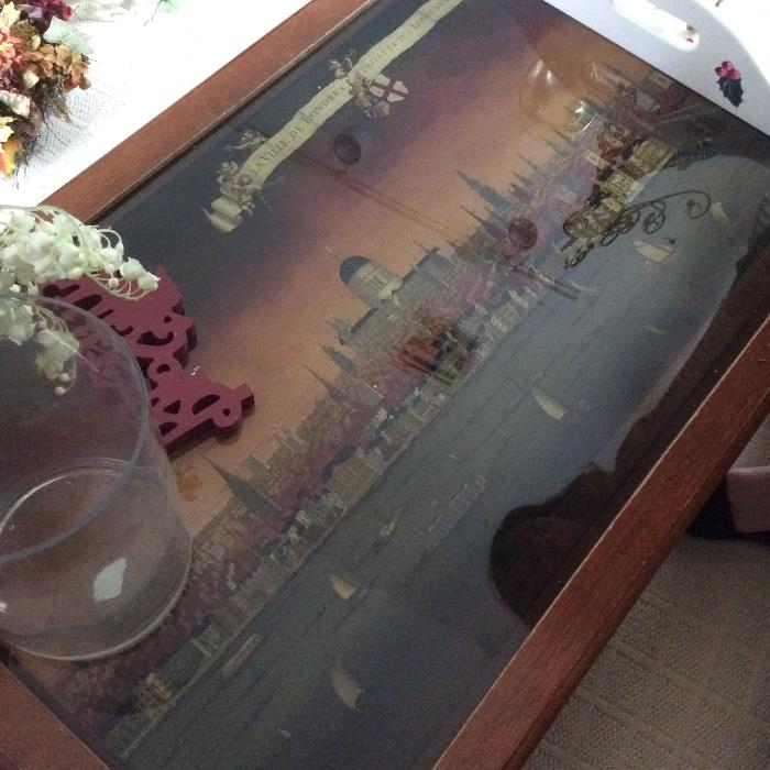 Table with scene under glass