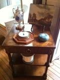 coffee table and various decorative items