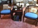 wicker chairs and pair of matching end tables