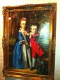 original oil painting of two children royalty with gold guilt frame