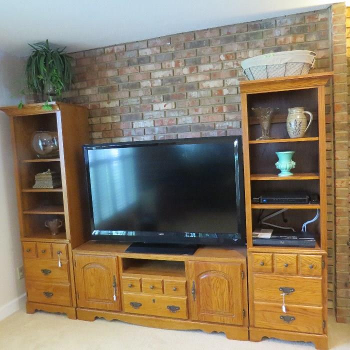 Oak Entertainment Center - being sold separately - 3 pieces -- TV will now be included in the sale