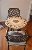 Stone Top Table and Two Chairs Patio Furniture. 
