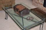 Beveled Glass Coffee Table (Small trunk not for sale)