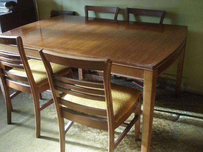 Mid Century Walnut Dining Table and Chairs