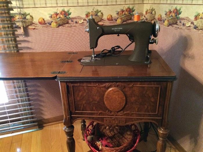 sewing machine table with machine